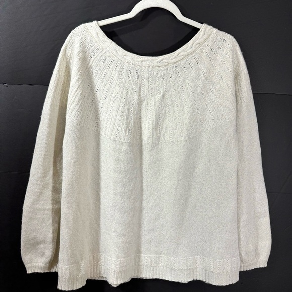 Old Navy Y2K Lamb’s Wool Silk Cozy Sweater Off White metallic - Picture 6 of 9